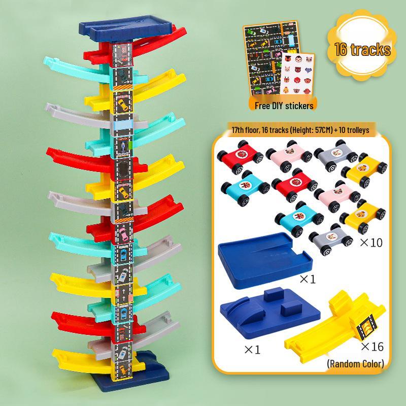 Multi-Layer Educational Inertial Gliding Track Toy Car for Kids Aged 3-6