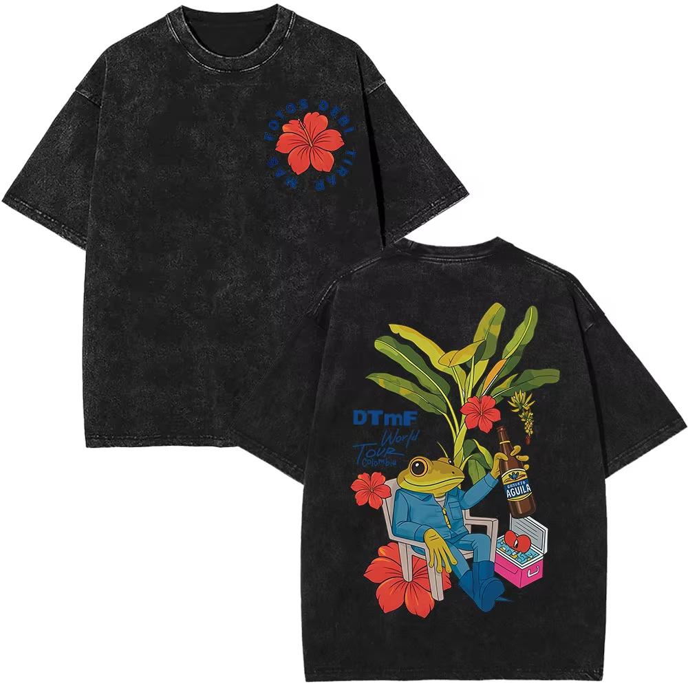 

Singer Bad Bunny DTMF World Tour Print Tshirt Mens Women Fashion Short Sleeved Tshirts Oversized Vintage Washed Tshirts XL