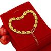 Sand Gold Women's Heart & Four-Leaf Clover Bracelet - Versatile Fashion Accessory