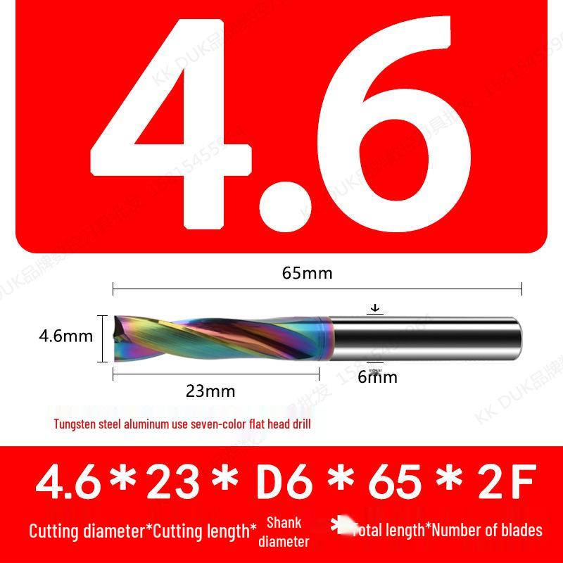 Tungsten Steel Flat Head Drill Bit for Aluminum, 180°, 4.1-6.0mm (0.1mm Intervals)