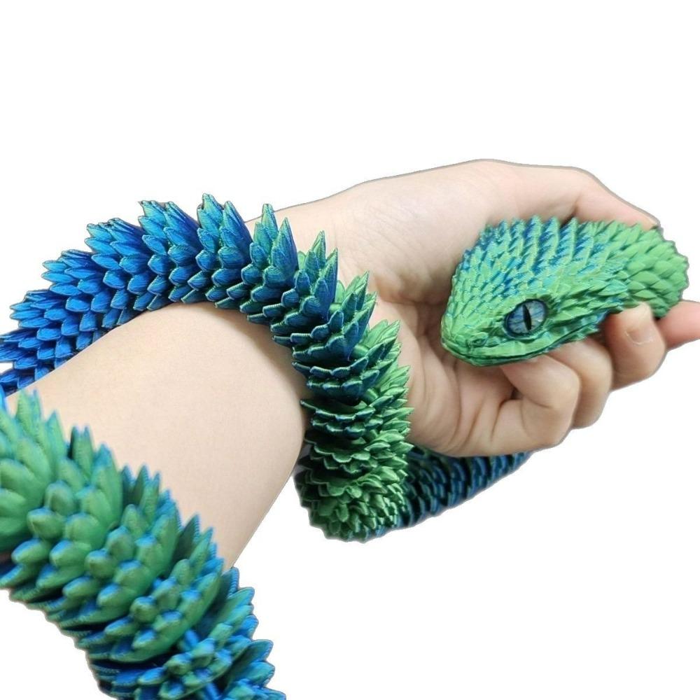 3D Printed Snake 40cm Realistic Snake Statue Movable Joint Fidget Toy Simulation Snake Office Desktop Ornament Scale Ratio Model Crafts Gift Present