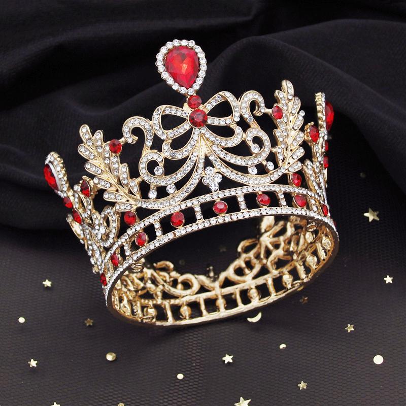 Barokowy Kryształowy Diadem Luksusowe Tiary Ślubne Korona Ślubna dla Kobiet Okrągła na Bal Promocyjny Ozdoby na Tort Korona Biżuteria Nakrycie Głowy