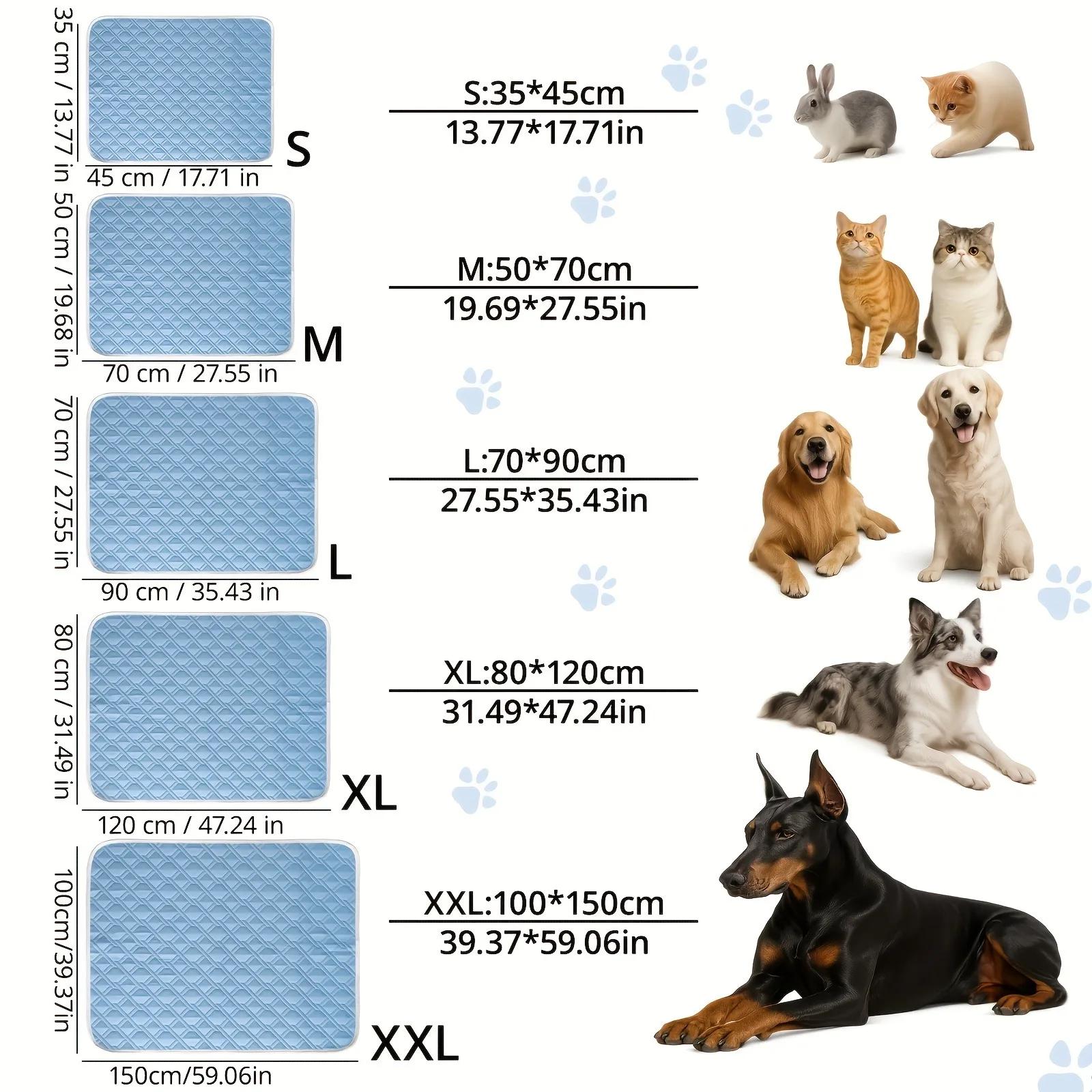 

New Dog Cooling Mat Summer Washable Portable Pet Coolings Pad for Dogs Cat Ice Silk Blanket Sofa Breathable Sleeping Mat L-70cmx90cm синий