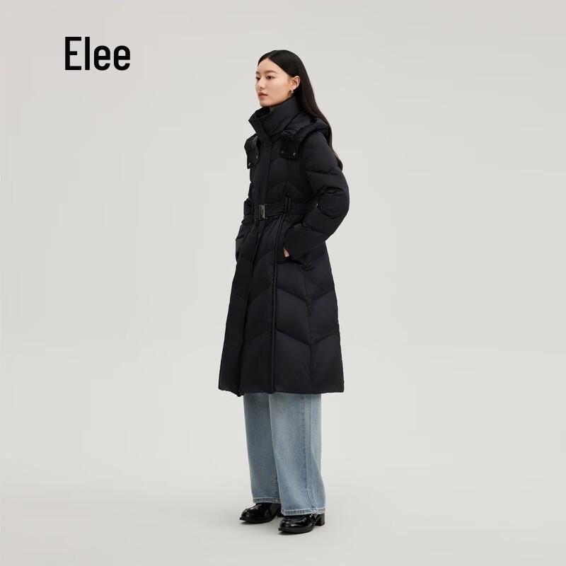 Ailolaiyi Women's Elegant Cinch-Waist Long Down Coat