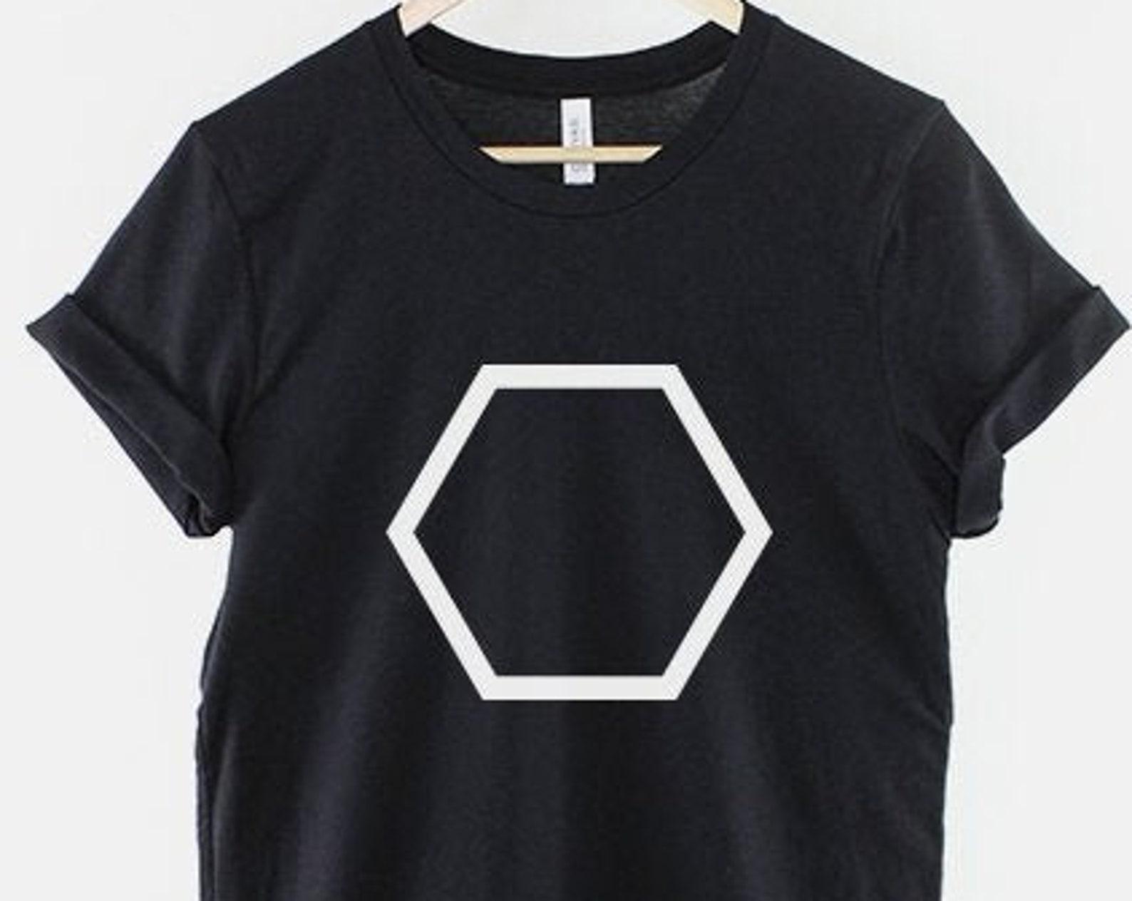 Hexagon Geometric Shirt, Minimalist Polygon Graphic Tee, Modern Art Gift 2XL