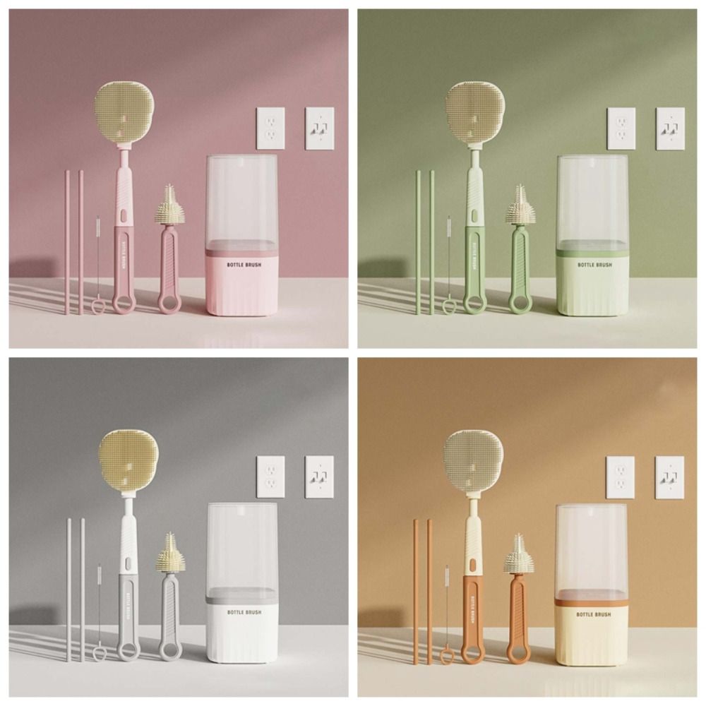 Multifunktionales Flaschenreinigungsbürsten-Set ABS Anti-Verlust Schnuller Strohhalm Schrubber TPR Pipettenbürste Baby-Saugerbürsten-Set