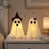 Seasonal Holiday Decor Halloween Ghost Decoration, Light-Up with Witch Hat/Bow, Party Supplies Spooky Standing for Porch Yard Outdoor Decoration