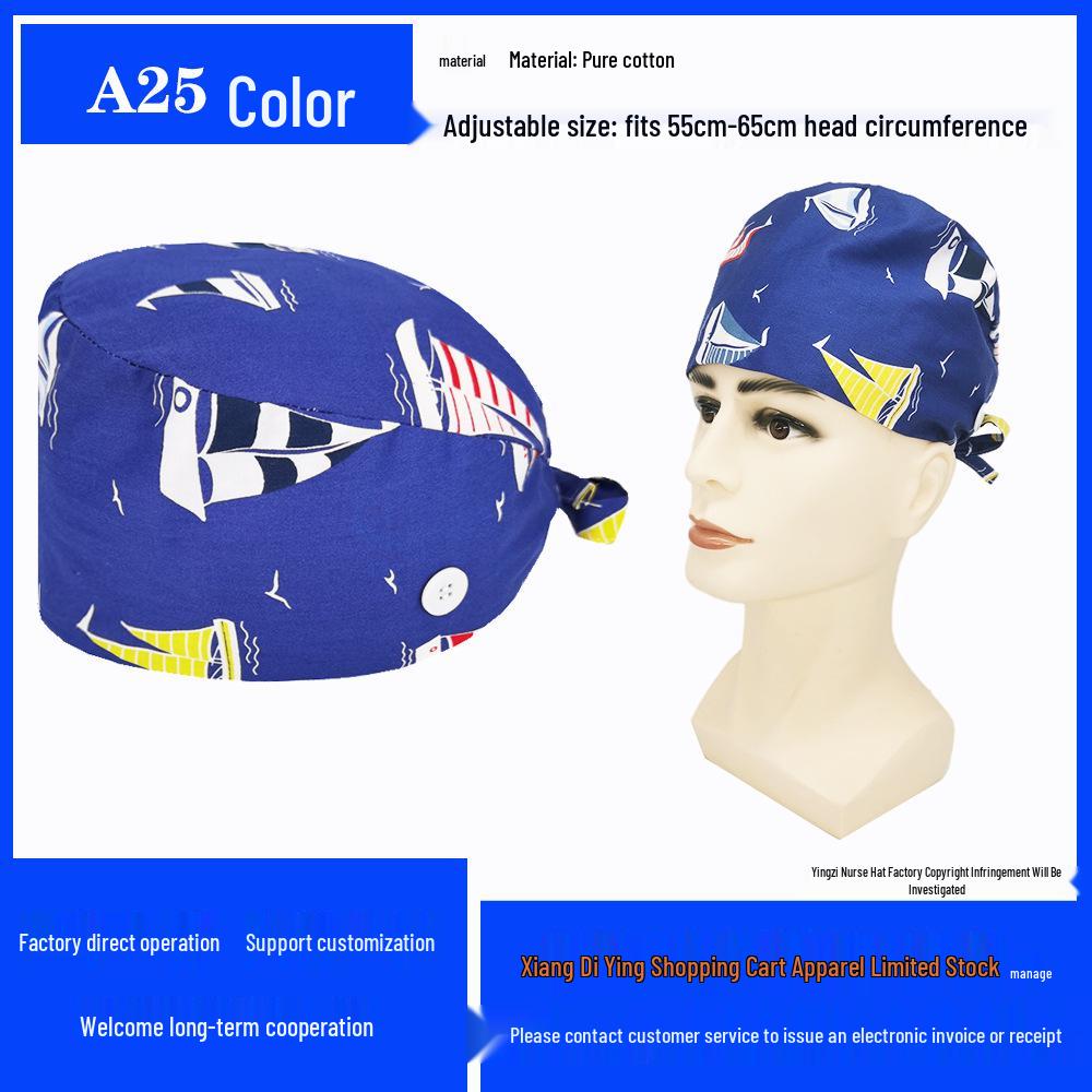 Pure Cotton Printed Surgical Cap for Nurses and Doctors