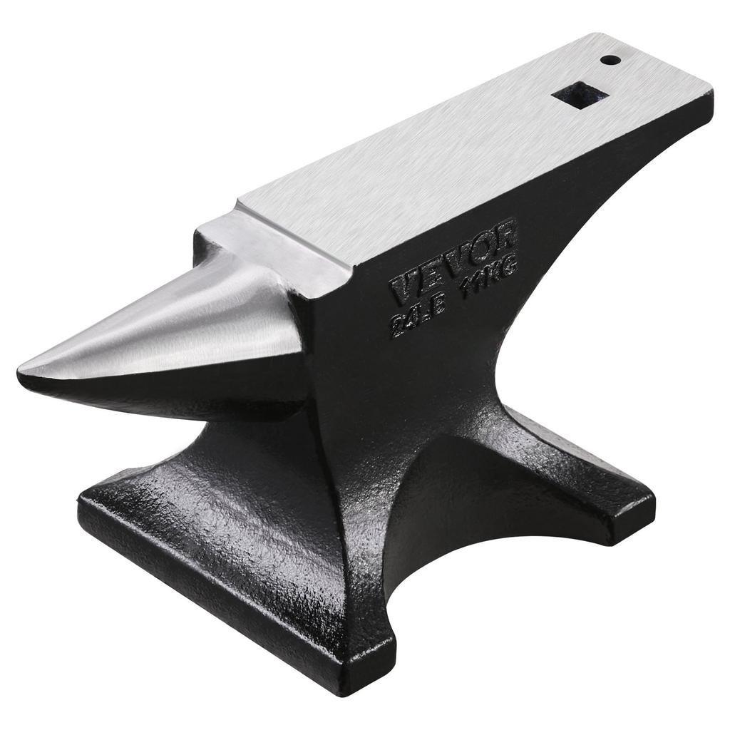 VEVOR Single Horn Anvil, 25lbs Cast Steel Anvil, High Hardness Rugged Round Horn Anvil for Blacksmiths, with Stable Base