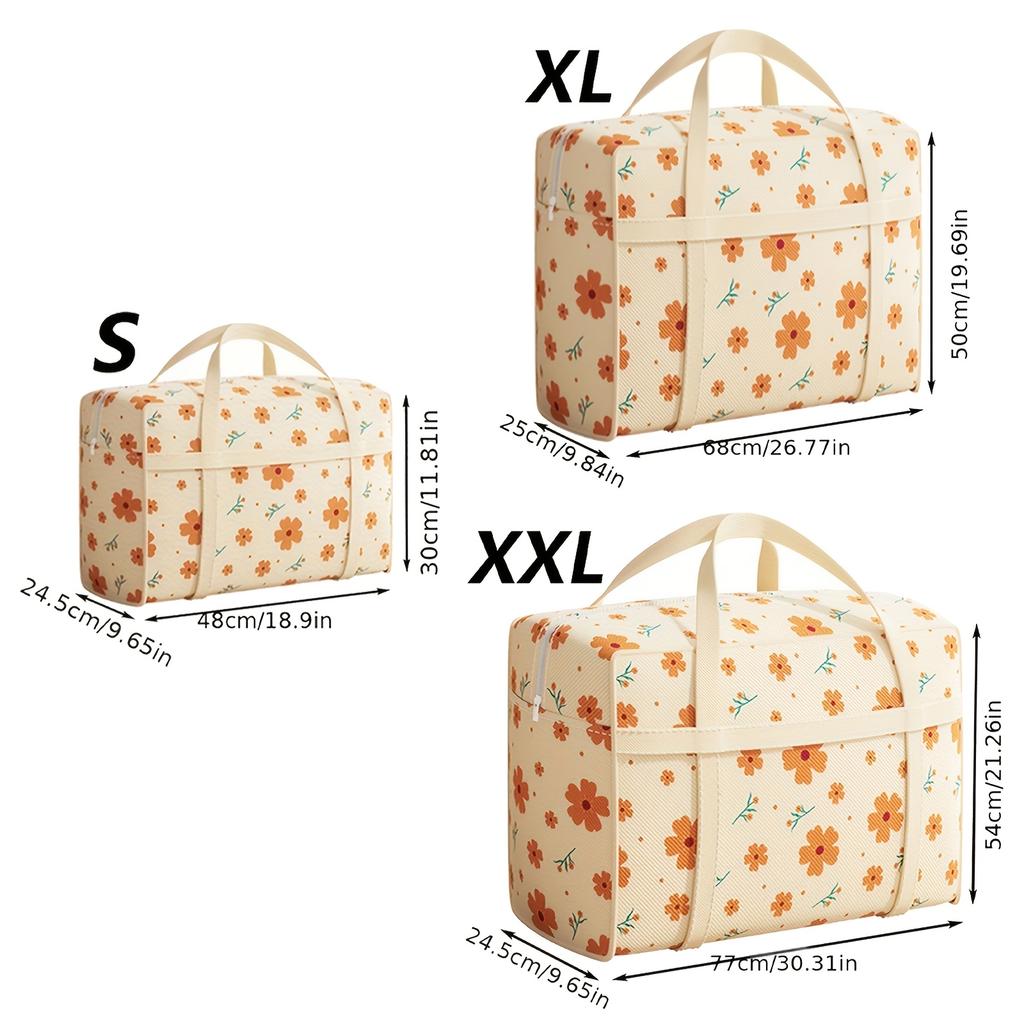 3pcs Extra Large Foldable Storage Bag Contemporary Rectangle Non Woven Polyester with Handles Flip Top Closure Dustproof