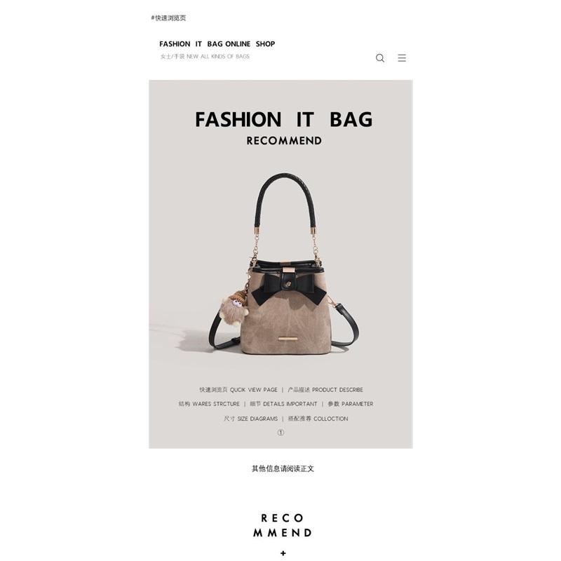 Vintage Bowknot Bucket Bag Niche Stylish Versatile Shoulder Crossbody Purse
