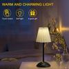Pleated Shade Nightstand Lamp Soft Light Decorative Light with Metal Base Rechargeable for Living Room Bedroom