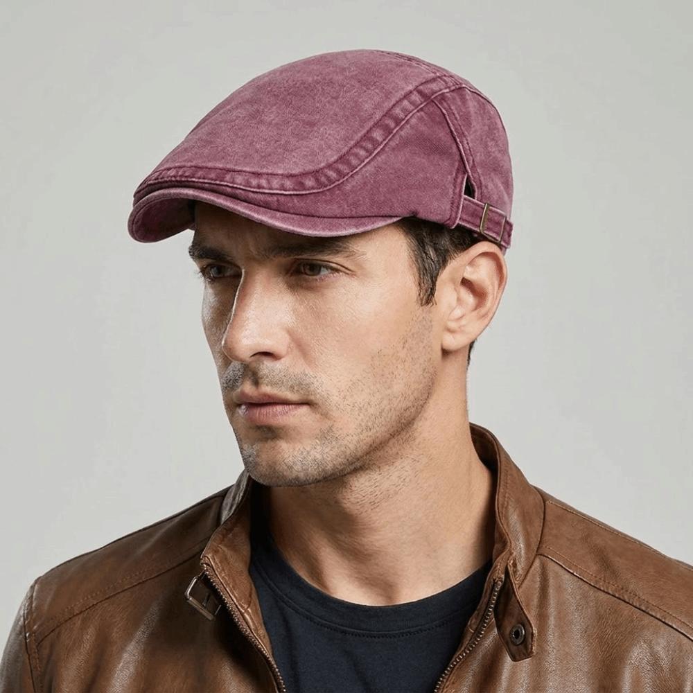 Casual Cotton Washed Denim Newsboy Caps British Style Solid Color Peaked Cap Adjustable Forward Hat Flat Cap Spring