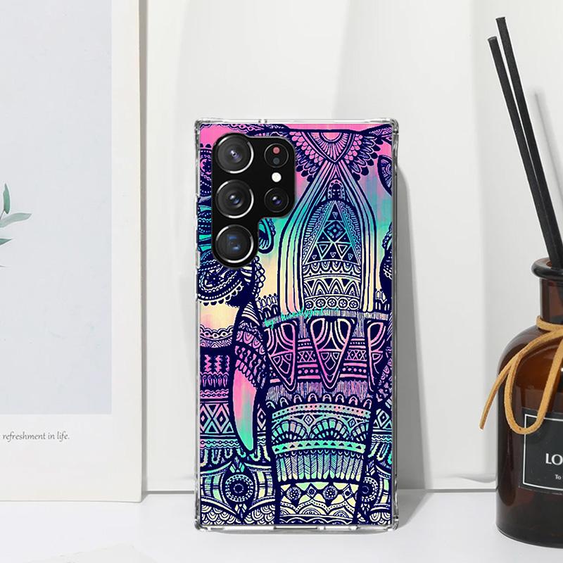 Elephant Mandala Aztec Phone Case For Samsung Galaxy S26 S25 Edge S24 FE S23 S22 Ultra S21 Plus S20 + Art Fundas Back Cover Gala