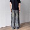 JYL Mens Jeans Autumn New Loose Straight American High Street Drooping Denim Pants