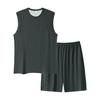 [PHOLEY] Men's Pajamas, Sleeveless, Summer, Top and Bottom Set, Shorts, Room Wear, Cool, Breathable, Quick Drying, Loungewear, Nightwear for Men