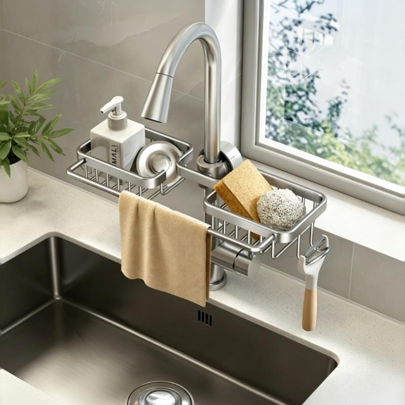 Kitchen Sink Drain Rack Heavy Duty Long Lasting Soap Sponge Holder Non-slip Storage Organizer for Commercial Kitchen