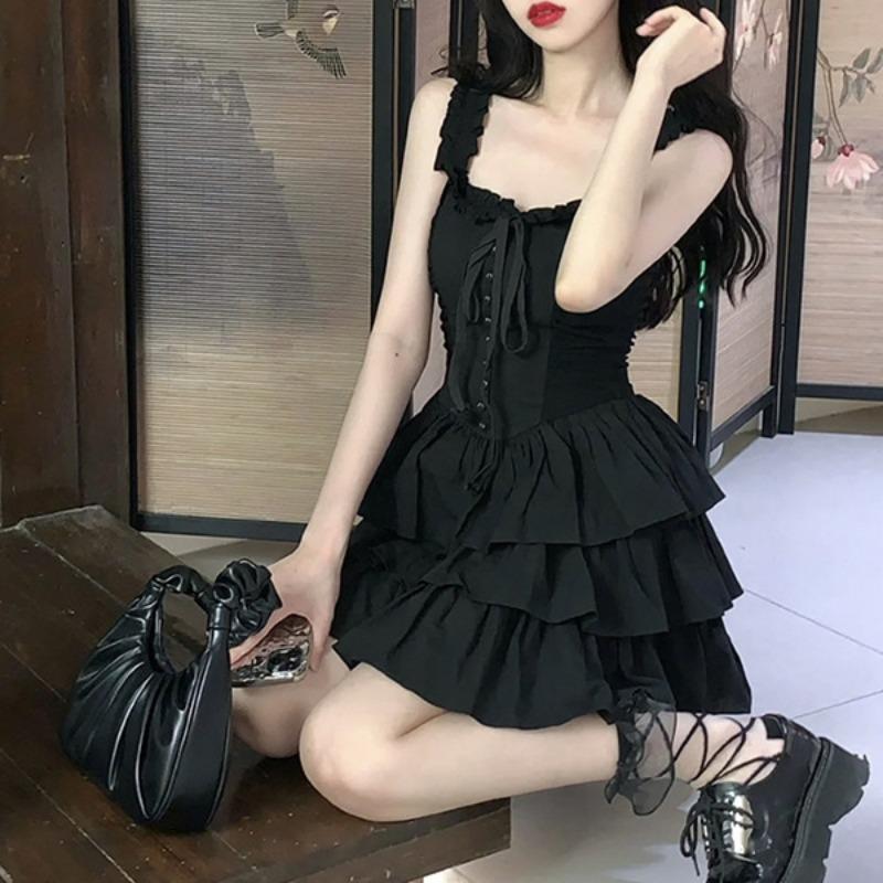 Französisches Trägerkleid Damen Sommer Haute Couture Stil Basiskleid