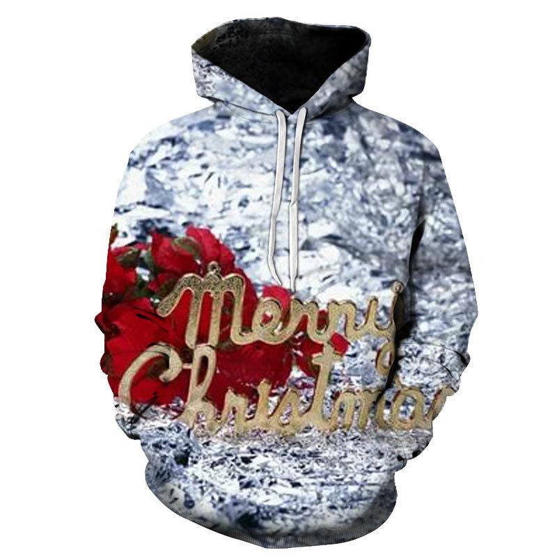 2024 New Spring Autumn New Christmas Hoodie 3D Digital Print Casual Men's Pullover Sweatshirt
