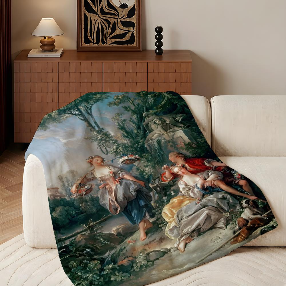 Artist F-Francois B-Boucher Throw Flannel Throw Blanket, Lightweight Cozy, Durable Washable cute Cool