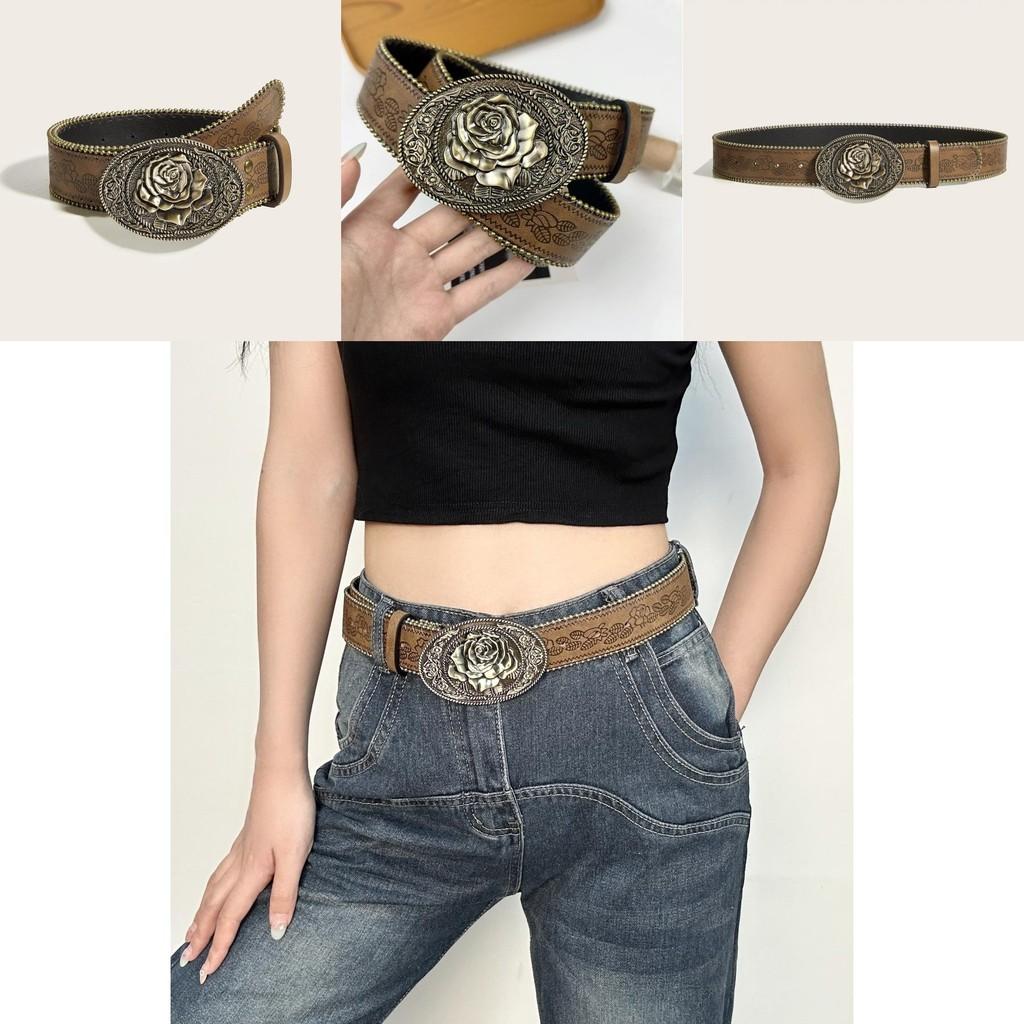 Trendy Punk Style Leather Waist Belt With Retro Studs For Casual Outfits