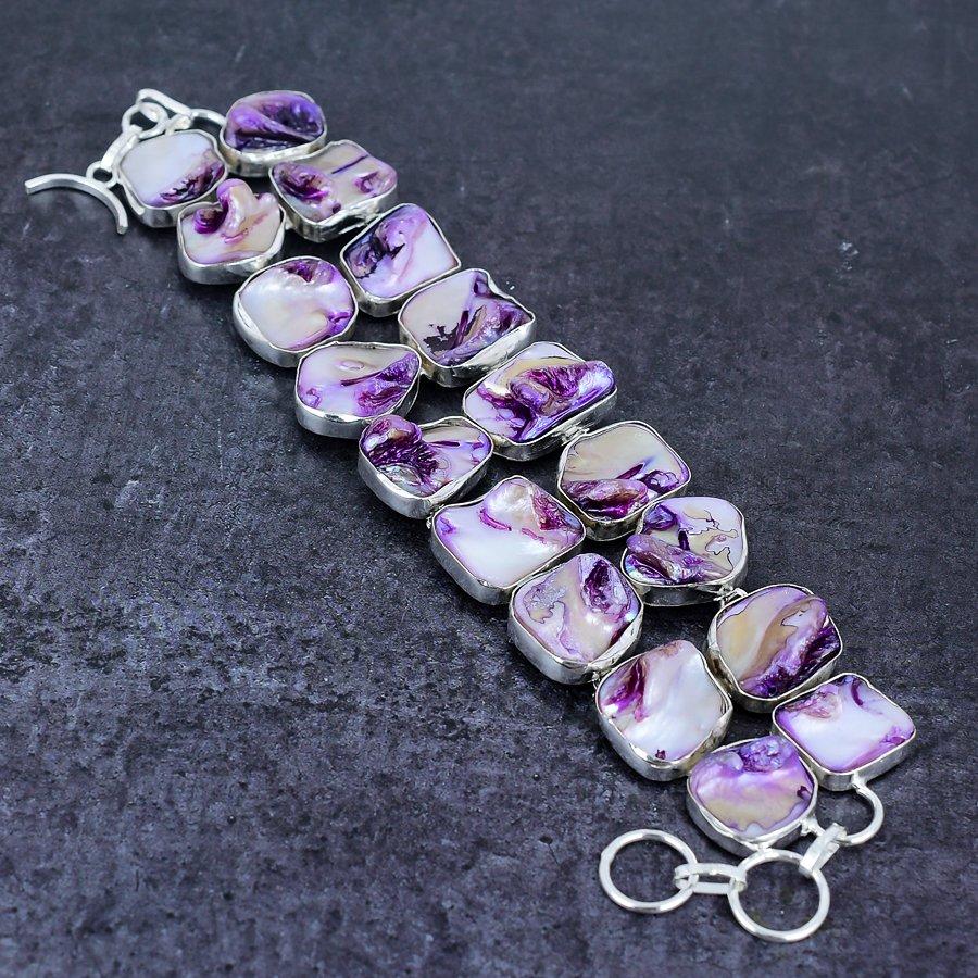 Blister Pearl Gemstone 925 Sterling Silver Bracelet 7-8"