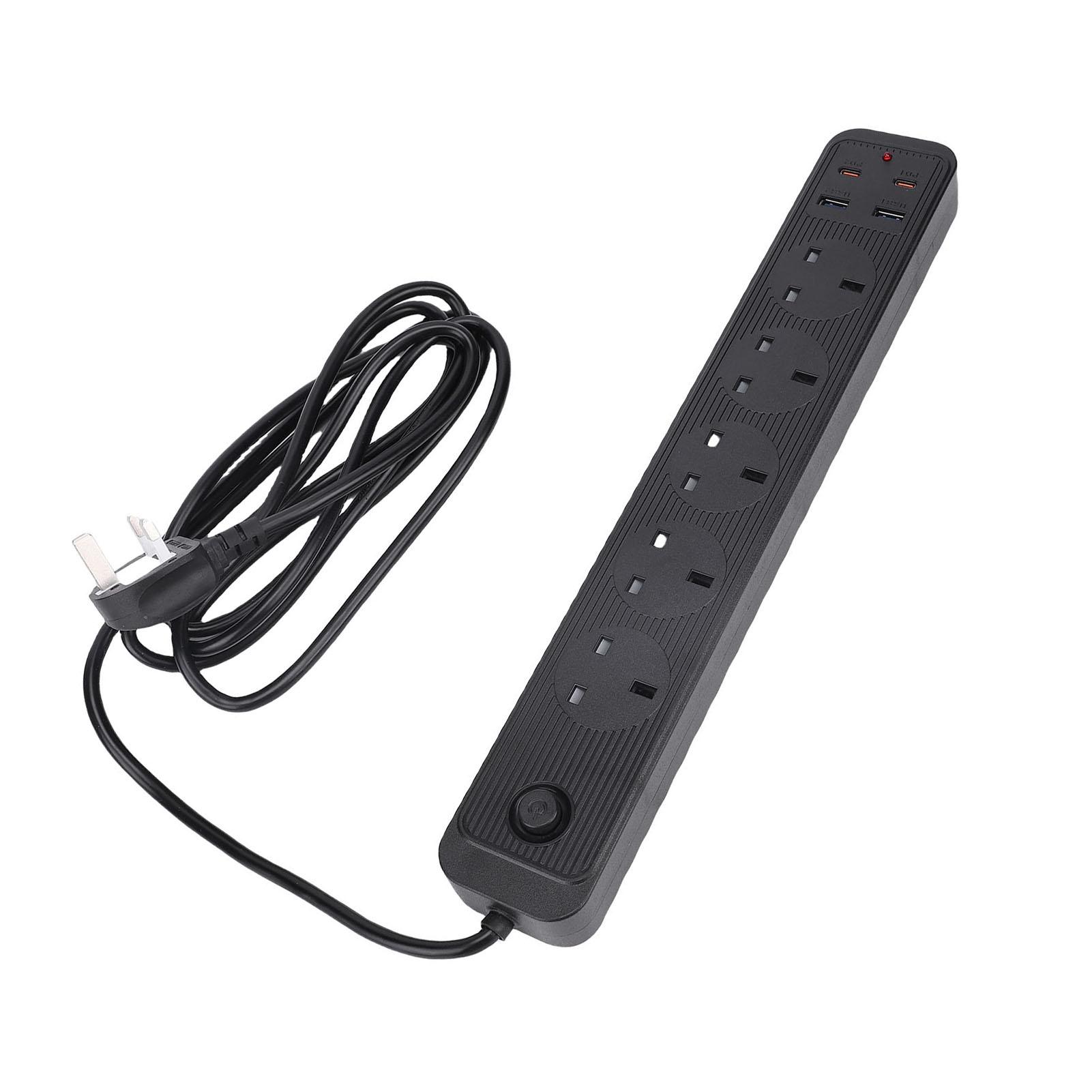 

Power Strip 13A Multifunctional 5 Outlets 2 Type C 2 USB Power Socket Extender for Kichen