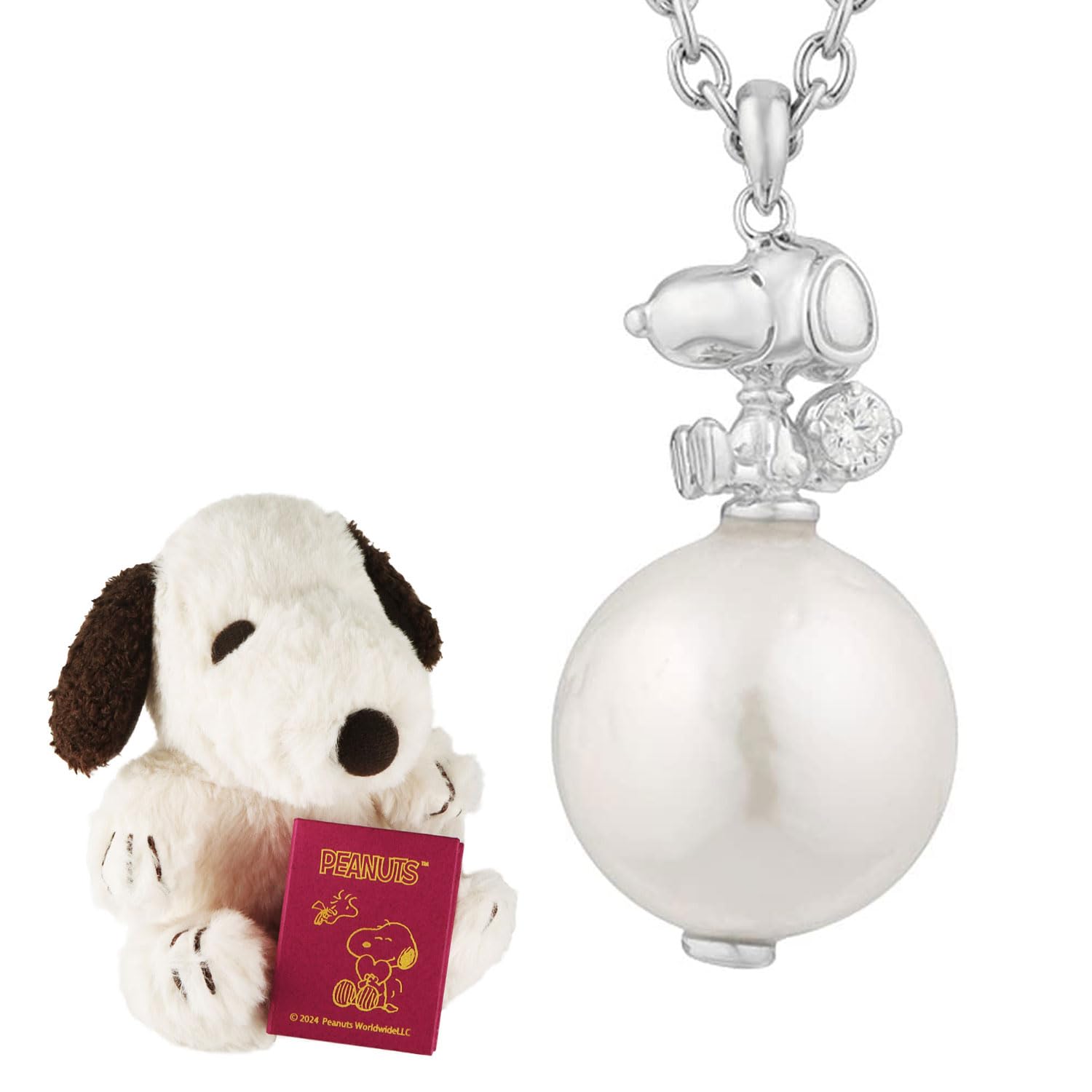 

Snoopy Pearl Long Necklace it into a stuffed toy 925 Silver Freshwater Pearl Official PEANUTS Goods [Shinjuku Ginnokura] (Make set) Women s