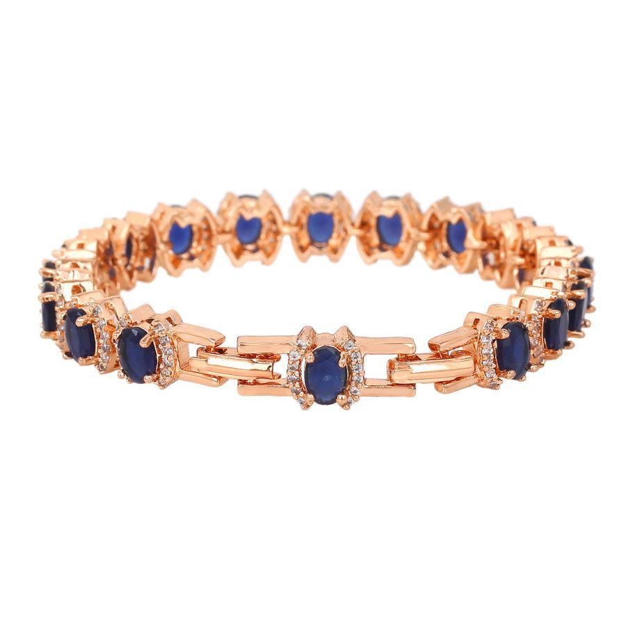 Stunning Estele Rose Gold CZ Blue Stone Bracelet for Women