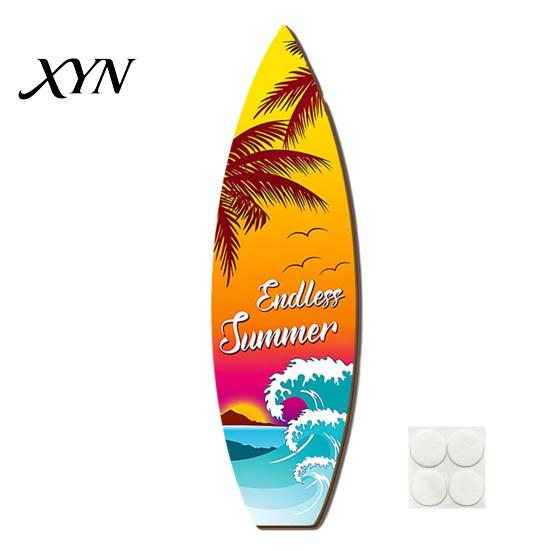 Wooden Surfboard Sign Hawaiian Wall Art, Tropical Beach Decor Sign, Summer Aloha Theme Hanging Plaque Durable for Living Room Kids Room, Coastal Ocean