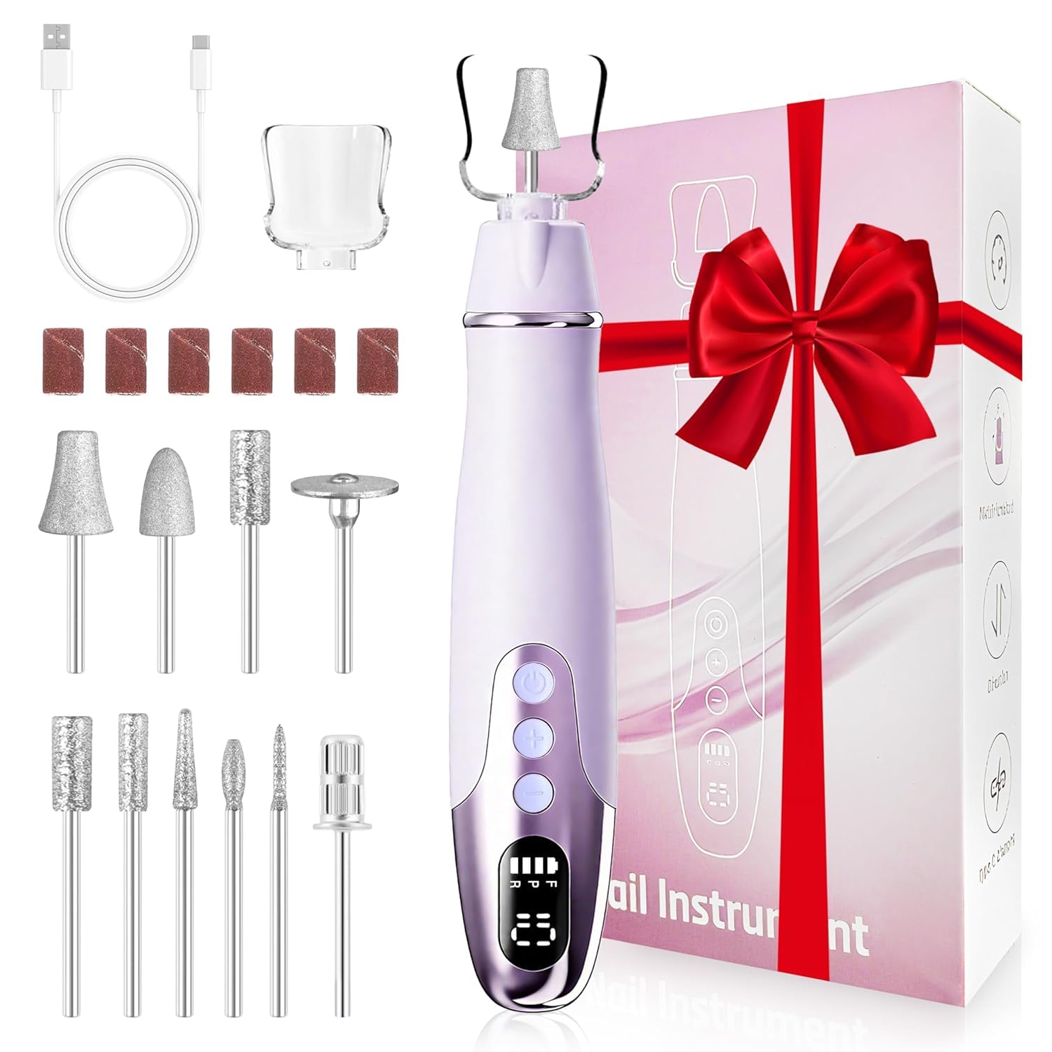 

FLORANURTURE Nail 10 Gel Nail Removal Nail Care Nail 10 Speed Home Use Machine, Bits, Kit, Set, Polisher, 12000RPM, Settings, Forward/Reverse