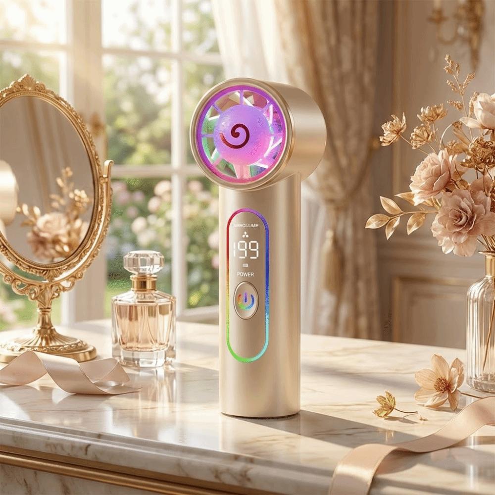 Turbo Fan Blades Mini Handheld Fan Fast Airflow Efficient Cooling USB Rechargeable Fan Compact Design Strong Airflow