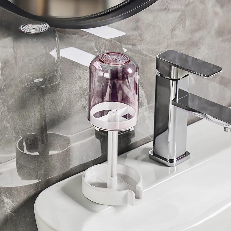 

Держатель для зубных щеток с пылезащитной крышкой, дренажная конструкция, пластиковый многофункциональный органайзер для зубных щеток и стаканов для ванной комнаты розовый