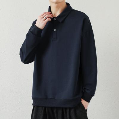 Polo Hoodie Men Spring and Autumn New Lapel Long-sleeved T-shirt Men's Loose Fashion Brand Clothes Fall