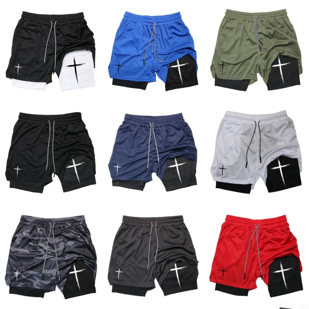 Cruce Creștin Dumnezeu Muay Thai Kick Boxing UFFC MMA Șorturi Bărbați Femei Unisex Strat Dublu Uscare Rapidă Respirabil Antrenament Sport Sală de Gimnastică Fitness