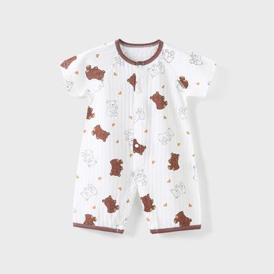 Newborn Summer Cotton Bodysuit: Lightweight Short Sleeve Mesh Romper for Crawling and Outings