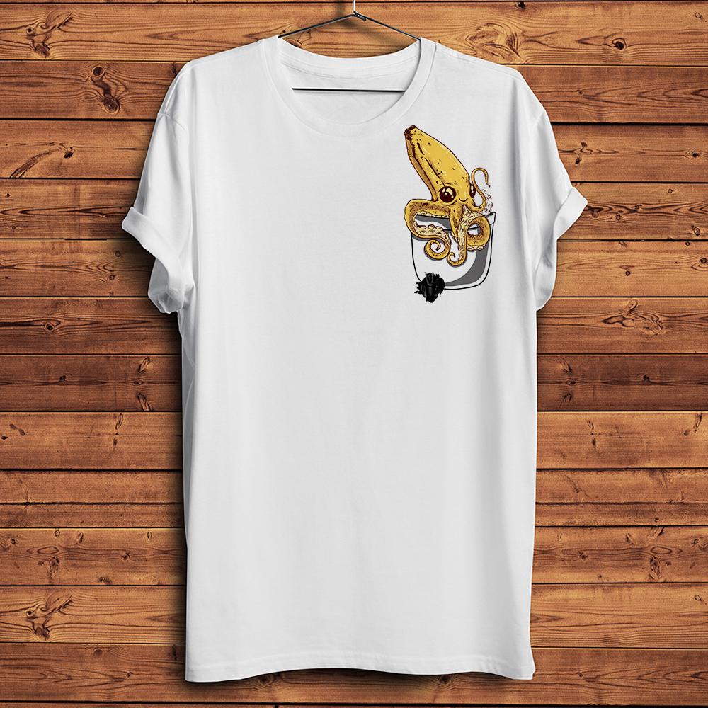 Amusing Squid Banana Octopus in Pocket Funny 3D Tshirthomme Casual Short Sleeve TShirt Unisex TeeBreathable Print Nocracking S
