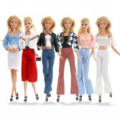 Sada oblečení pro panenku Barbie: 6palcová & 11palcová kožená bunda, kalhoty, sukně - 30cm módní šatník