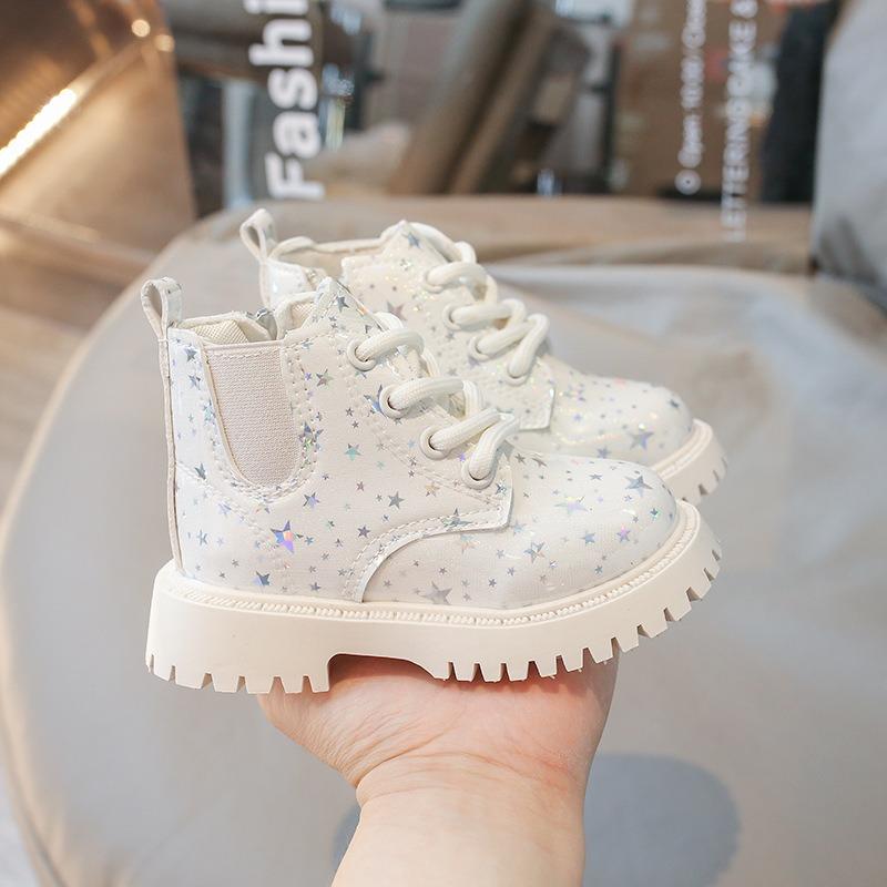 Autumn New Arrival: Girls  Fashion Patent Leather Martin Boots, Korean Style Low-Cut Versatile Ankle Boots 21 белый