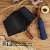 Umbrella Wooden Handle Double-layer Automatic Umbrella 11 Bone Windproof Business Folding Fixed Logo Parasol Foldable Windproof