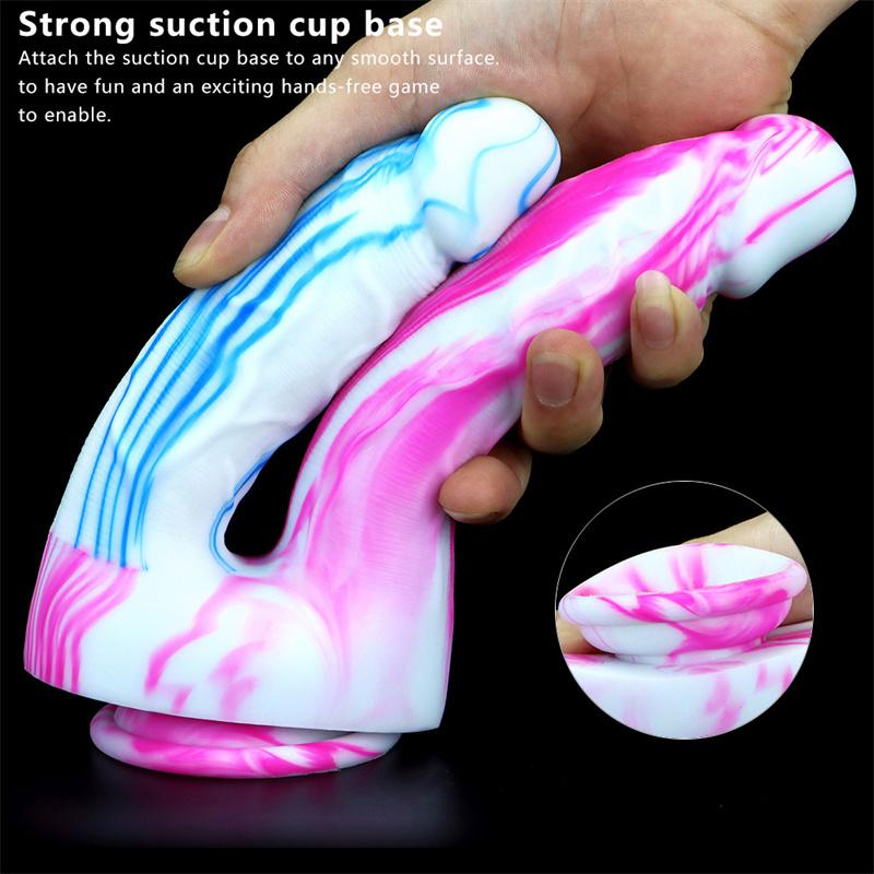 Two-pronged Mixed Color Silicone Double-headed Penis Size Fake Penis Female Anal Plug Masturbation Device Adult Products