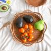 Decorative Handwoven Rattan Storage Tray Round Fruit Cake Wicker Storage Baskets Dinner Serving Tray Breakfast Bread Food Plate