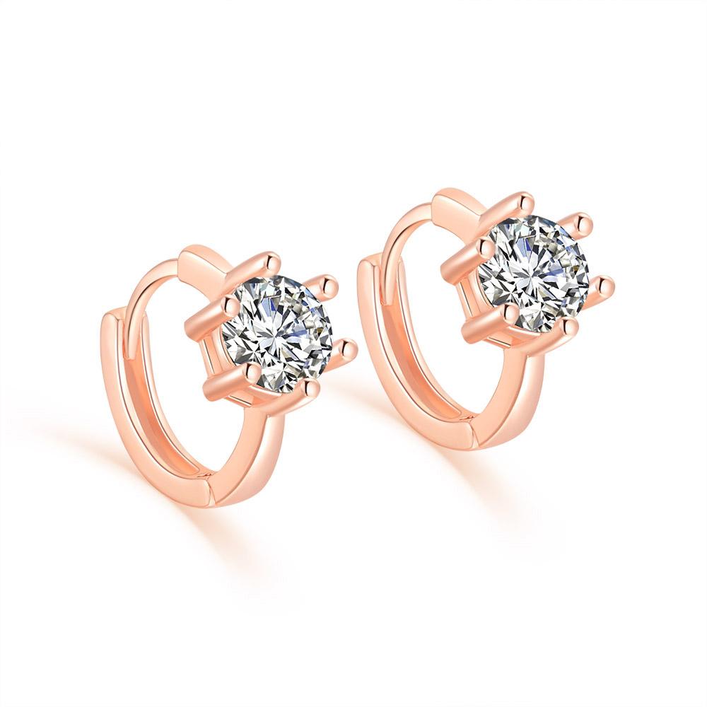 Orecchini Classici Brillanti in Zirconia Cubica da Donna Colore Oro Rosa Carini Mini Accessori per Orecchie Lobe Gioielli alla Moda E547