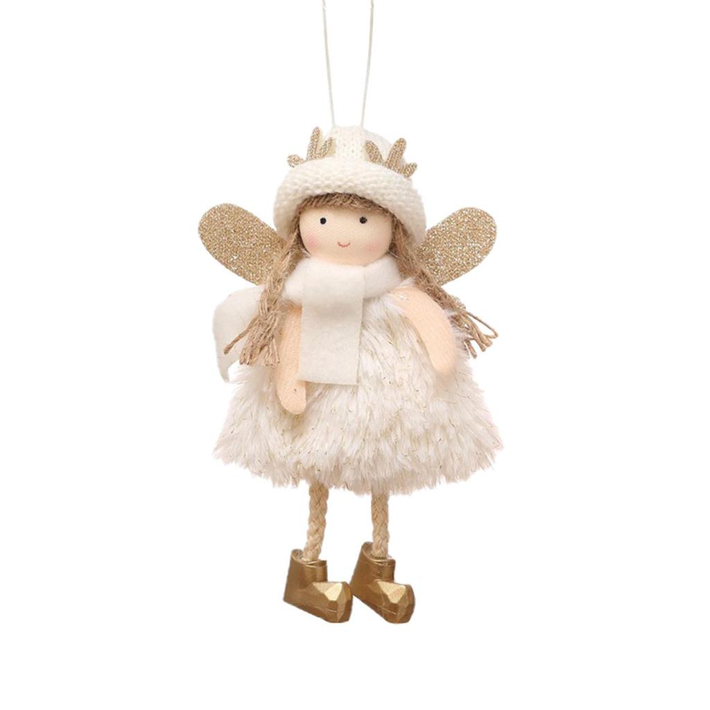 Christmas Ornament Cute Angel Doll With Festive Hat Fluffy Dress Design Festive Holiday Christmas Tree Decoration Gift Accessory