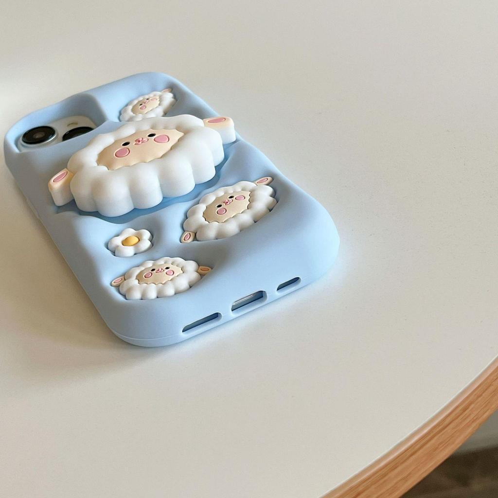 17Pro Little Lamb Drop-Proof 3D Apple Phone Case for iPhone 12/13/14 Pro - Japanese & Korean Style
