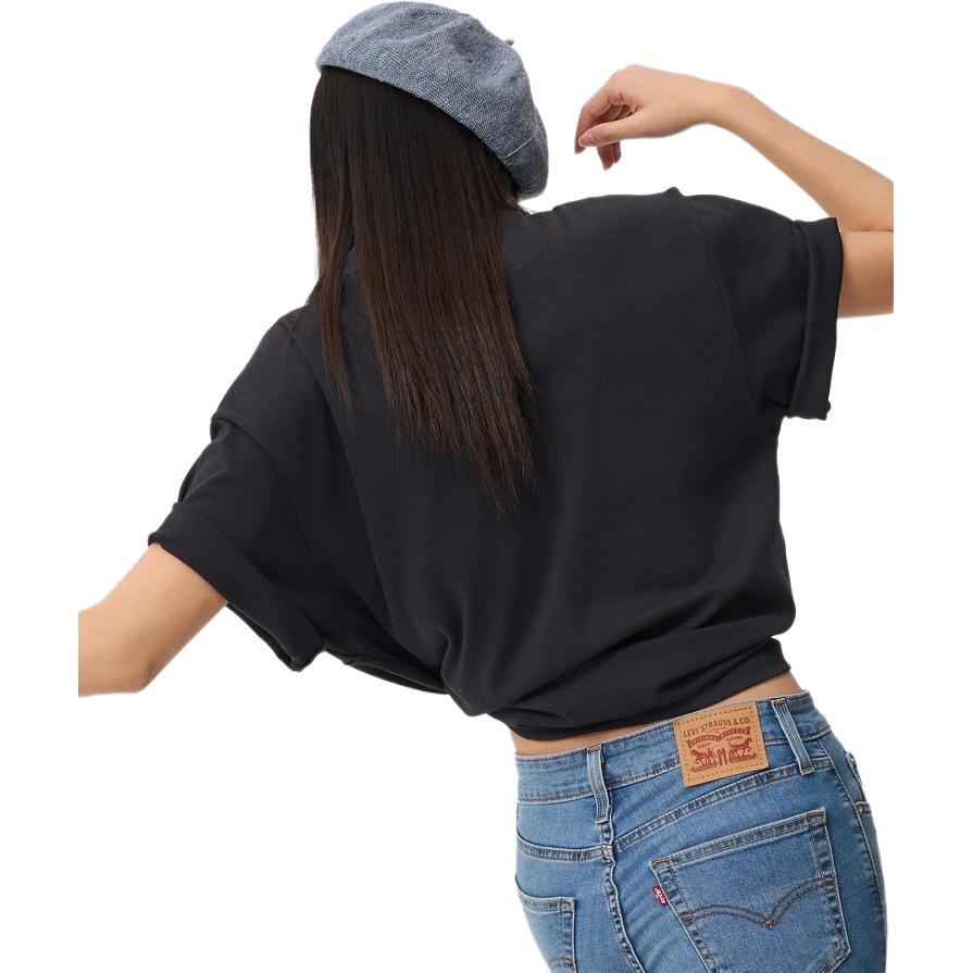 Levis Color Block Letter Print Comfortable Short Sleeve T-Shirt Men T-Shirts Black 001AM-0000