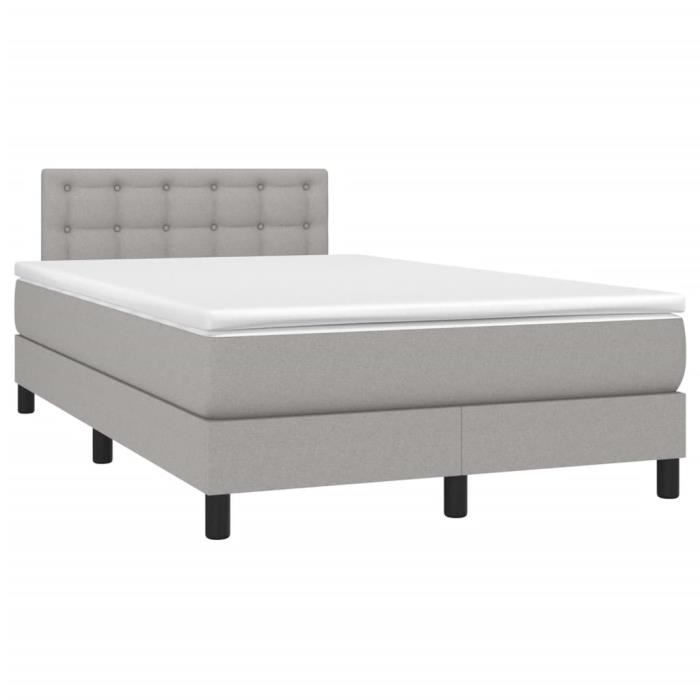 3140361 vidaXL Lit à sommier tapissier avec matelas Gris clair 120x200cm Tissu