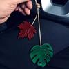 Car Charms Rear View Accessories, Leather Maple Leaves Ornaments Hanging Pendant Interior Decoration