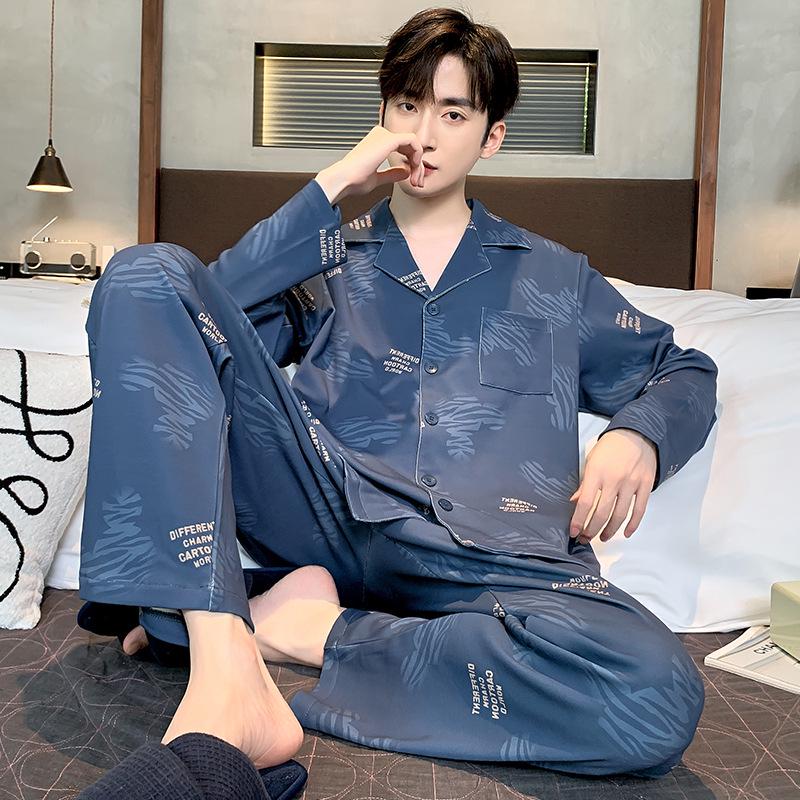 Men's Long Sleeve Cotton Pajama Set - Plus Size, Wearable Outdoors, Lightweight for Spring, Autumn, and Winter