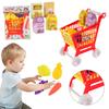 21 Pieces Shopping Cart Trolley Role Play Toys Grocery Store Cart Toys Trolley Toys for Children Kids for Food Fruit Vegetables